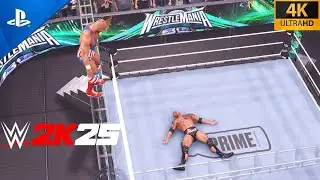 WWE 2K25 Kurt Angle vs The Rock in Steel Cage Match at WrestleMania 40