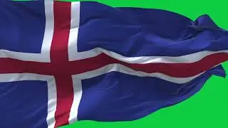 🚩Iceland Flag Waving | GREEN SCREEN & CHROMA MATTE🚩
