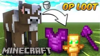 Minecraft but cow drops op loot! 🐄 #minecraft