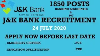 JK Bank Recruitment 2020 Probationary Office & Banking Associate JK Bank PO के लिए Form कैसे भरें।