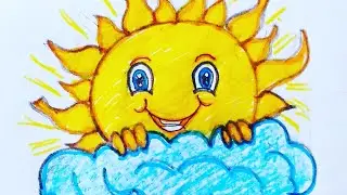 How To Draw A Sun//Smiling Sun//Rising Sun//Sunnyday @theartworldrenusuryavanshi786🌞