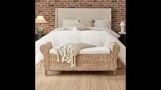 Rattan Storage Bench, Rattan Upholstered End of Bed Bench #home #decor #homedecor #furniture #design