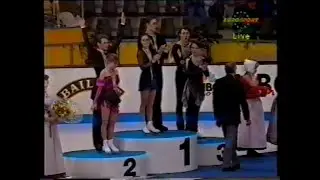 Medal Ceremony, Pairs Event - 1994 European Figure Skating Championships