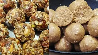2 రకాల Healthy లడ్డూ Recipies | Dry fruit laddu 💪| Palli nuvvula laddu😋 | No sugar| No deep fry