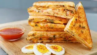 Cheese Omelette Sandwich Recipe | How to make omlette sandwich on pan | Easy breakfast recipe