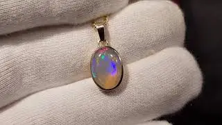 Beautiful Clear Opal Pendant in Gold