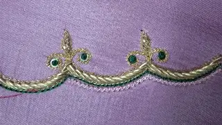 how to stitch aari work with normal needle