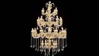 George Versailles Four-Tier French Marble 35-Light Chandelier 55&rdquo; W 80&rdquo; H DL8880 (Made in USA)