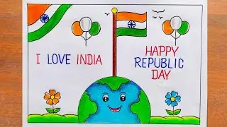 Republic Day Drawing Easy / Republic Day Poster Drawing Easy Steps / Happy Republic Day Drawing Easy