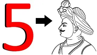 Turn number 5 into Tipu Sultan drawing easy - How to draw Tipu sultan face drawing easy step by step