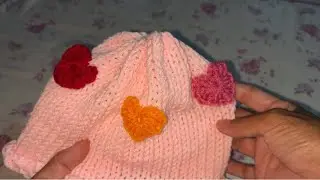 How to attach hearts on baby hat #30dayschallenge #crochet #knitting #diy #subscribe #pattern 