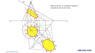 4.5 - Parte 2 - Hallar la secci&oacute;n en verdadera magnitud, del plano con el cono recto.  4k