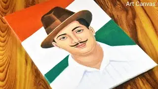 BHAGAT SINGH WITH ACRYLIC PAINTING /  Step by Step / Republic day / lndependence day Special