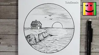 Comment dessiner une maison au bord de la mer au crayon de papier