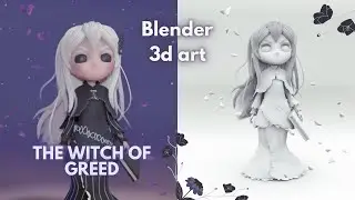 3d modeling Echidna from Re:Zero in Blender (chibi style)