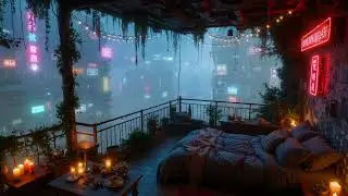 Electric City Rain Sounds from Sky Lounge | Ambient Chill Music for Deep Sleep and Stress Relief