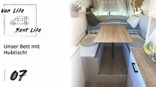 07 | Unser BETT mit HUBTISCH - Selbstausbau Wohnmobil Campervan M&ouml;belbau- Van Life Best Life