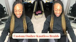 Custom Ombre Small Knotless Braids w/highlights| She was in love with the finished look!