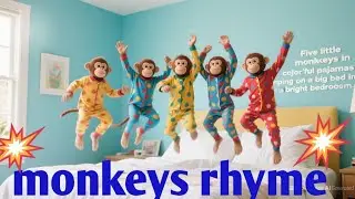 5 Little Monkey Bed Rhyme #kidslearning #kidseducatio #childrensliterature 