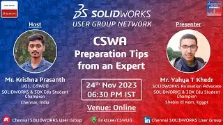 CSWA Preparation Tips from an Expert | C-SWUG Meeting - 3 | Mr. Yahya T Khedr | SOLIDWORKS