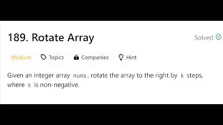 Rotate Array | Leetcode 189 | JS