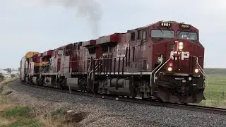 FIVE LOCOMOTIVES! CPKC Train no. 243 north Red Deer Subdivision @ mile 15.53 Balzac, AB May 24, 2023