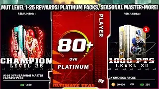 ALL MUT LEVELS 1-25 REWARDS! PLATINUM PLAYER PACKS, SEASONAL MASTER FANTASY PACK, AND MORE!