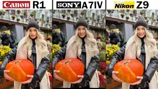 Canon EOS R1 vs Sony A7IV vs Nikon Z9 Portrait Mode Auto Camera Test Comparison