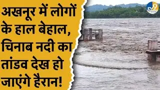 Akhnoor में Chenab नदी उफान पर, देखिए वीडियो।Jammu Kashmir News | Flood | Rainfall