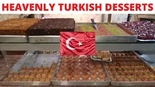 Eating HEAVENLY TURKISH DESSERTS | Fıstıklı Sarma, Kadayıf, Ayva tatlısı In Istanbul, Turkey!