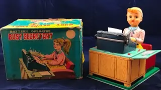 Busy Secretary, Japan Battery Operated Tin Toy, Linemar, 1950s