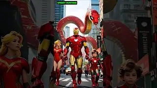 ironman snake vs spiderman snow bear and their family wife #marvel #spiderman #ironman #avengers