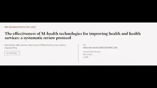 The effectiveness of M-health technologies for improving health and health services: ... | RTCL.TV