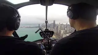 Helicopter Chicago Skyline low ceiling and fog