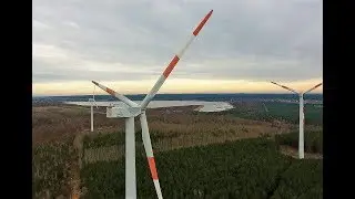 Wind farm Zschornewitz with 8 DeWind D6 / 62 wind turbines from the air