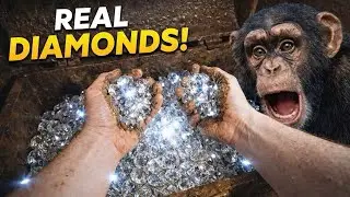 The man followed the monkey🐒to a cave containing a treasure trove of diamonds worth $1 million.💵💰💎