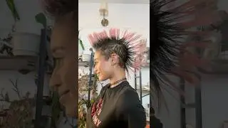 Curly To Spiky Mohawk Hair Transformation! #hair #hairtutorial