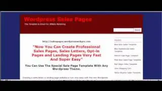 Wordpress Sales Page Template - How To Create A Sales Letter Using a Template