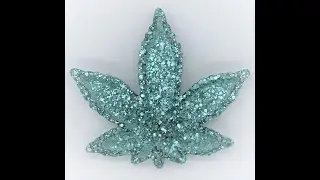 Tiffany Blue/Teal/Aqua Holographic Pot Leaf Ashtray, Jewelry Container