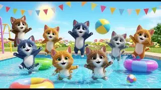 Six Little Kittens Jumping in The Pool | Popular Nursery Rhyme For Kids | Sing Along With Kids