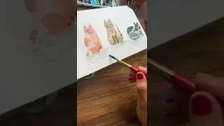 Как нарисовать милых кошек акварелью для начинающих