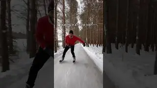 Рай для катания на коньках 🔥😳 #катание на коньках #лед #лес #канада