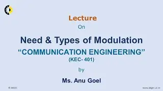 COMMUNICATION ENGINEERING LECTURE 03 ''Need & Types of Modulation'' By Ms. Anu Goel, AKGEC