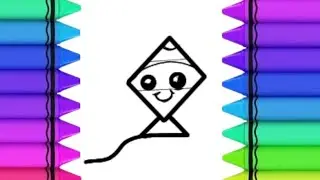 How to draw easy kite drawing for kids toddlers 