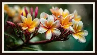 Dew-Kissed Plumeria Flowers | Peaceful Tropical Beauty | Still Art Screen Saver | 4K