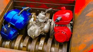 Massive Giant Shredder Eats Motorcycle Engine! Extreme shredding 