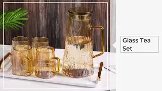 Glacier pattern glass water jug cup set