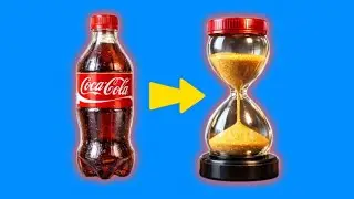 Не выбрасывайте бутылку из-под Coca-Cola! Вот как сделать красивые песочные часы!