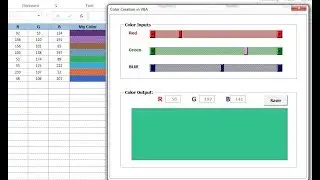 Colors Creation in VBA with User Form