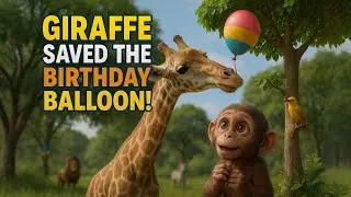 Giraffe Saves Birthday Balloon | Jungle Animal Story for Kids | Toon Talk Daily